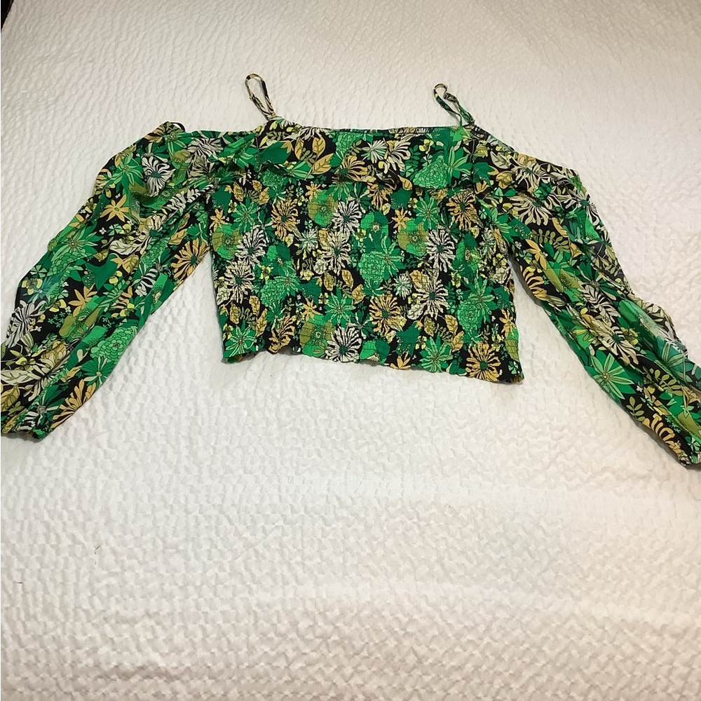 INC International Concepts Green and Yellow Blouse